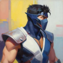 greg manchess portrait painting of subzero from mortal kombat as overwatch character, medium shot, asymmetrical, profile picture, organic painting, sunny day, matte painting, bold shapes, hard edges, street art, trending on artstation, by huang guangjian and gil elvgren and sachin teng