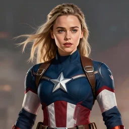 a beautiful rendering of Emilia Clarke as captain America by nick Silva, trending on artstation, instagram