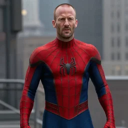 jason statham as spiderman, an film still