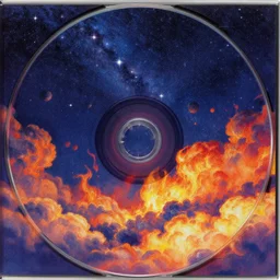 ( ( ( ( ( beautiful starry sky and fire and cloud ) ) ) ) ) by mœbius!!!!!!!!!!!!!!!!!!!!!!!!!!!, overdetailed art, cd jacket