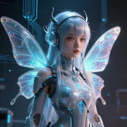A cute female cyber fairy, synth wave, surrounded by circuits,, dramatic lighting, cinematic, establishing shot, extremely high detail, foto realistic, cinematic lighting, post processed, concept art, high details, cinematic, 8k resolution, beautiful detailed, photorealistic, digital painting, artstation, concept art, smooth, sharp focus, artstation trending, octane render, unreal engine