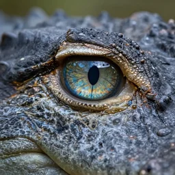 macro photography of a cybernetic enhanced crocodile eye, reflective iris