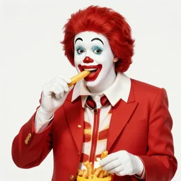 ronald mcdonald eating a giant fry