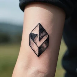 tiny handpoke tattoo of a simplistic black and white geometric shape, doodle, sharpie, stick poke, lineart