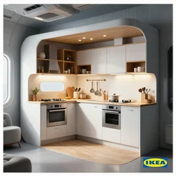 IKEA catalogue photo of a kitchen on a spaceship, by Beksinski