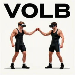 wrestlers wearing vr headsets, vr goggles, shrugging, shrugging arms, tap out, fight club, tapping out, minimalistic, trending on art station, poster art by tom whaldon