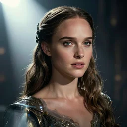natalie portman as arcane character, concept portrait, detailed expression, high quality, cinematic lighting, fantasy, reflective, spotlight, digital artwork