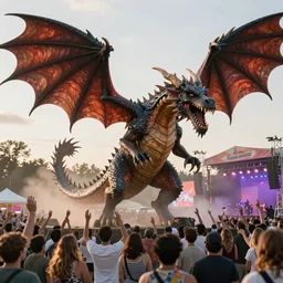 A dragon wreaking havoc at a music festival in Saskatchewan