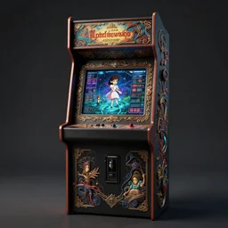 retro arcade cabinet, moody::alejandro jodorowsky, studio ghibli, beeple and James Gilleard and Justin Gerard :: ornate, dynamic, particulate, intricate, elegant, highly detailed, centered, artstation, smooth, sharp focus, octane render, 3d