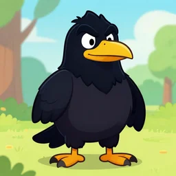 anthropomorphic cartoon raven mascot.