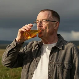 walter white drinking apple juice, photography,