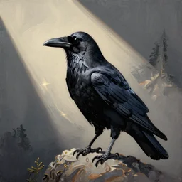 Stylized raven paintography