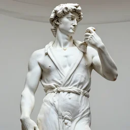 david statue by michel ange with a bathrobe, a gold necklace and gold watch, in the style of grand theft auto cover art, photorealistic illustration, extreme detail, hyper realistic, highly detailed, digital art