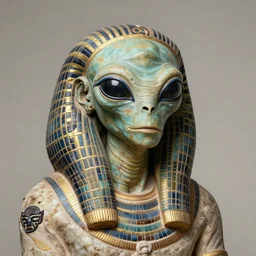 dramatic portrait of an alien in the style of fayum mummy portraits of the imperial roman era ( 1 st century bc - 1 st century ad