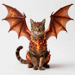 A cat with dragon wings, digital art, intricate fire designs, elegant, highly detailed, sharp focus, art by Artgerm and Greg Rutkowski and WLOP