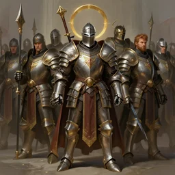 a highly detailed illustration of armored crusader with his army behind him, art by artgerm and greg rutowski and ilya kuvshinov, intricate, elegant, highly detailed, centered, digital painting, artstation, concept art, smooth, sharp focus, league of legends concept art, wlop.