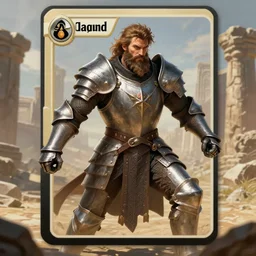 overpowering male, bearded gigachad in armour, d & d knight, warrior in plate armour, powerful male character, character portrait, trading card game art, perfectly shaded, extremely detailed, matte painting, artstation, volumetric lighting, 4 k, deep focus, dynamic scene, fighting, sharp focus, deserted landscape, ancient stone ruins, art by frank frazetta and artgerm