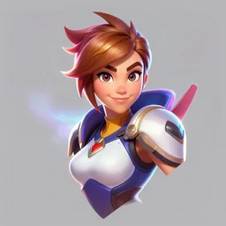 a character bust portrait of Tracer from Overwatch, concept art, stylized, colorful, clean, magical lighting, artstation, pinterest