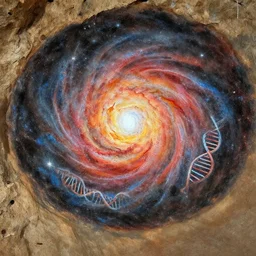 cave painting depicting the big bang and dna