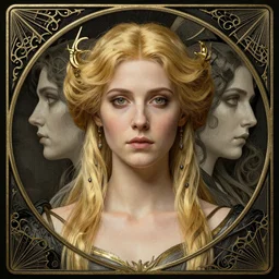 masterpiece head-on symmetrical centered portrait, Elisha Cuthbert as a paladin, blonde hair, art nouveau, gothic, victorian, elegant, distant, in the style of Edgar Maxence and Ross Tran and Zdzisław Beksiński and Michael Whelan and Gustave Doré and H.R. Giger, specular highlights, 8k, octane render