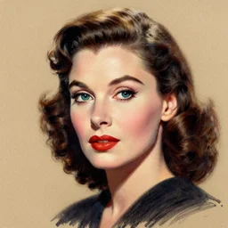 portrait of hedy lamarr, drawn by a masterful artist, in oil pastel colors
