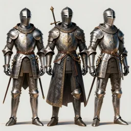 different views medieval knights, intricate!! concept art by senior character artist, trending on artstation, full body character design