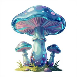 trippy space alien mushrooms planet from the movie tron, psychedelic glass mushroom sculpture, wide angle shot, white background, vector art, illustration by frank frazetta