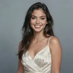 portrait of beautiful happy young ana de armas wearing a beautiful silky white dress, painted by greg rutkowski