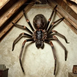 old photo of Ezra Miller as a giant spider in an attic