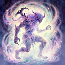 side profile, chaotic troll god of destruction, gloomhaven, luminescent, colorful swirly magic ripples, pastel colors, by greg manchess, huang guangjian, gil elvgren, sachin teng, greg rutkowski, jesper ejsing, ilya kuvshinov