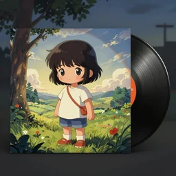 Album artwork for a twee indie pop record from the 90s, cute illustration