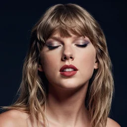 a front - faced clear close - up studio portrait of taylor swift looking to her right with her eyes closed, dramatic cinematic lighting, trending on artstation, fine details, 8 k, highly detailed, beautifully composed