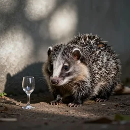 possum with a tiny wine glass, possum photography
