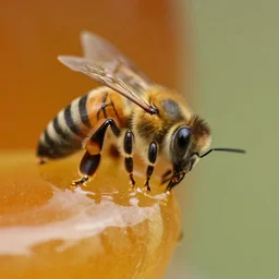 a award - winning macro photography of a bee drinking honey, sigma 8 5 mm f / 2