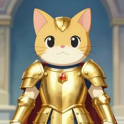 anime styled cat in gold armour