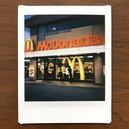 atmospheric polaroid photograph of McDonalds restaurant in japan
