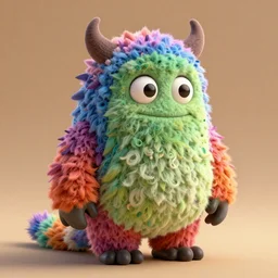 a 3D render of a colorful wool monster, highly detailed, warm lighting, unreal engine 5, octane render, artgern, by John Coltrane and Marc Simonetti, Manic, inspired by Greg rutkowski