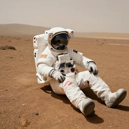 a hight quality photo of an astronaut lost in mars