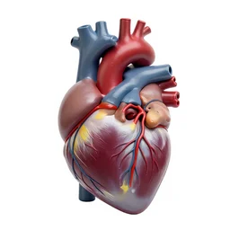 anatomical heart model, stylized 3d render, isolated on a pure white background, centered, entire object in frame, sharp focus, soft studio lighting