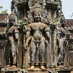angkor thon, asuras, giant, full body, photorealistic, photography hight quality, sharp, stones, award winning photography, canon, thierry rouzier
