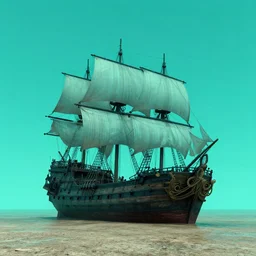 turquoise night, a wrecked full sail fifteenth century carrack at the bottom of a dried - up lake in an ivory desert, evangelion, kyoto animation still, intricately detailed features, digital painting, yoshiyuki sadamoto