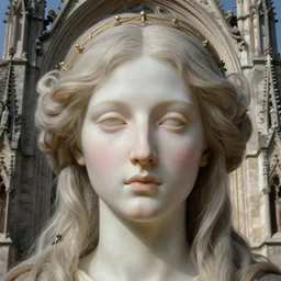 hyperrealistic pre - raphaelite portrait photo of a sublime female face merging with a cathedral building, etheric, evoking symbolic metaphors, head in focus, ornamental, intricate, elegant, rule of thirds, sharp focus, dramatic lighting, art by ernst haeckel, h. r. giger, john william godward, gustav klimt, zdzisław beksin