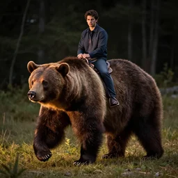 carlos dehaquiz ridden a bear, volumetric light, beautiful lit, romero ressendi
