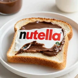 a piece of toast slathered with Nutella