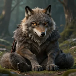 cute handsome calm happy relaxed cuddly burly surly werewolf from van helsing unreal engine hyperreallistic render 8k character concept art masterpiece screenshot from the video game the Elder Scrolls V: Skyrim