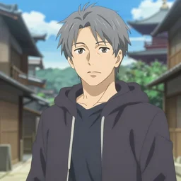 grey haired man wearing hoodie, anime fantasy artwork, kyoto animation, key visual