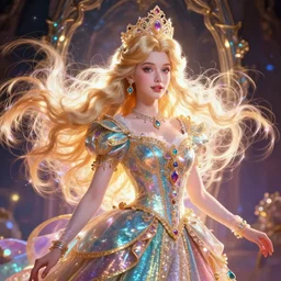 portrait of princess, beautiful, attractive, glowing, ornate and intricate, jaw dropping, dynamic lighting, colorful, fairy tale, intricate and detailed, 4 k octane render, blonde hair