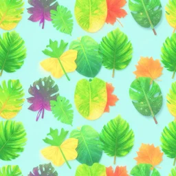 pattern of animal crossing leaves, chill vibe, colorful
