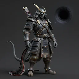 cthulhu samurai, lots of cables and wiring, electrical details, black hole, trending on artstation, by Hajime Sorayama and Boris Vallejo and Hasegawa Tohaku