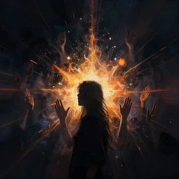 voices explode in the dark digital painting